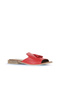 Red Leather Women's Flat Sandals 01Wq5615 - 3