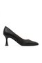 Black Leather Women's Heeled Shoes 01Wa1401