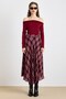 Plaid Patterned Flared Thin Fabric Skirt Claret Red 7074 - 5