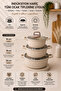 Obsidian 6 Piece Cast Granite Cookware Set Cappucino |   Non-Stick, Scratch-Resistant Glass Lid Dowry Box Kitchen Set |   16-18-20 cm - 2