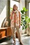 Apricot Flower Printed Women's Cotton Large Scarf - 4