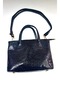Genuine Leather Patent Leather Printed Women's Shoulder and Hand Bag Tote – with Compartments and Long Strap - 6