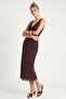 Polka Dot Patterned Summer Tulle Dress Lzv0078 Brown - 3