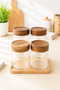 Acacia Borosilicate Glass Spice Jar Set of 4 with Bamboo Stand and Wooden Lid - 2