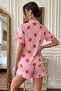 Strawberry Patterned Striped Short Sleeve Viscose Woven Pajama Set - 5