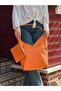 Norwich 100% Genuine Leather Women's Shoulder & Shoulder Bag, Three Compartments, Wallet Bag (Orange) 40X27Cm - 3