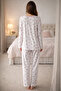 Plus Size Cream Top with Pink Pattern Three Buttons 1 Piece Hospital Pajamas High Quality Useful Beautiful Stylish - 4
