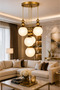 Snowman 5-Piece Pendant Lamp ✨   Antique Body with White Glop Glass ✨ Ceiling Mounted Living Room Chandelier Glass Chandelier ✨   Modern Chandelier Models Lighting Ceiling Lighting Living Room Chandelier Metal Body Tray Chandelier - 3