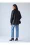 Women's Black Oversized Fleece-Lined Faux Leather Shirt Jacket – Metal Snaps, All Seasons - 2