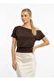 26034 Women's Boat Neck Asymmetrical Sleeve Stone-Stitched Modal Combed Cotton Blouse - 4