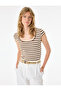 Slim Fit U-Neck Short Sleeve Striped T-Shirt - 2