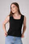 Women's Square Neck Sleeveless Thick Strap Stretchy Basic Blouse Black - 3