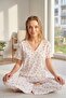 Bürümcük Knitted Short Sleeve Women's V-Neck Pajama Set