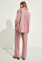 Mirel women's oversize fit 100% organic cotton pink striped shirt - 5
