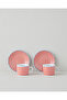 Fresco Porcelain 4 Piece Coffee Cup Set for 2 People 80 ml Red - White - 2