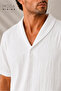 Men's White Summer Suit Wrinkled Fabric Baby Collar Shirt Pants Set Relaxed Fit Summer 2-Piece Suit - 2