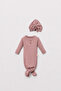Dusty Rose Baby Sleeping Bag with Tie Detail and Hat