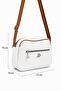 Women's Multi-Compartment White-Tan Frame Detailed Shoulder and Crossbody Strap Faux Leather Bag - 4