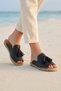 Shoes Black Leather Women's Espadrille Slippers 01Wj0311 - 2
