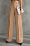 Women's Pleated High Waist Lycra Palazzo Pants 3024 Biscuit - 5