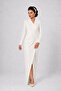 Elegant White Pleated Long Promise Dress - Wedding and Wedding Evening Dress with Minimal and Elegance - 2