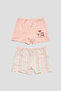 Girl's Patterned Premium Cotton Combed Cotton 2-Piece Boxer Shorts Set - 2