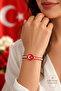 Turkey National Team Red and White Fan Bracelet – Turkish Flag Adjustable Unisex Macrame Bracelet - 5