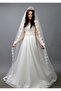 Long Wedding Dress Veil 220 Cm French Lace Silk Tulle Wedding And Bridal Veil - 5