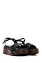 Women's Black Ankle Buckle Wedge Heeled Sandals 26Sfe475718 - 2