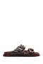 Women's Brown Studded Leather Slippers 26Sfd550818