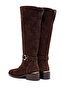 Women's Brown Zippered Short Heeled Suede Leather Boots 25Wfd153510 - 6