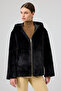 Gardena Women's Black Reversible Teddy Coat 24Wgd5241Ff