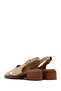 Women's Beige Ankle Buckle Short Heeled Leather Sandals 26Sfd341418 - 6