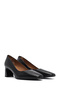 Women's Black Thick Short Heeled Genuine Leather Heeled Shoes Stiletto 25Sfd132518 - 3