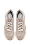 Women's Beige Lace-Up Suede Sneakers, Leather Sneaker 26Pfd371410 - 4