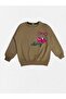 Girl's 100% Cotton Milk Brown Cherry Patterned Long Sleeve Winter Tracksuit Set - 5