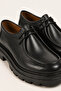 Men's Black Genuine Leather Thick Sole Lace-Up Shoes - Obsidian - 3