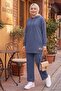 Double Pocket Hooded Two-Piece Set 1668 - Blue - 3