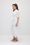 Embroidered Cotton Pieces Long Shirt Dress - White - 5