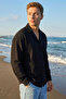 Men's Thin Anti-Sweat O Oversized Black Wrinkle-Free Fabric No Ironing Required Shirt New Season