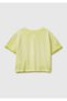 Girl's Yellow Skirted Hem Knotted Printed Boxy Fit Short Sleeve T-Shirt - 2