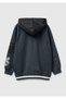 Boy's Anthracite Zippered Hooded Sweatshirt with Pocket Detail - 2