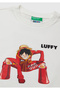 Boy's Ecru Crew Neck T-Shirt with One Piece Print on Front and Back - 3