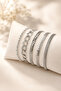 Silver Color Italian Chain Detailed 5-Piece Combination Bracelet - 2