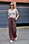 Woman's loose flowing trousers brown - 2