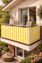 Balcony Iron Curtain Railing Curtain Yellow White All Sizes Size X Top Metal Ring -