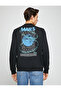 Basic Sweatshirt Crew Neck Space Printed - 4