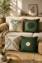 Green Beige Digital Printed 4-Piece Pillowcase, Throw Pillow Cover and American Service Runner Set - 2