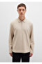 Half Zip Long Sleeve Beige T-Shirt Regular Fit / Regular Cut 0613045-70039 - 3