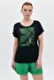 Cross Back Sequin Top Printed T-Shirt - 4